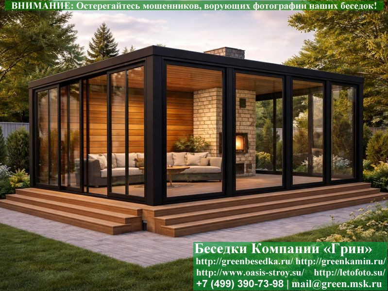 Металлический Павильон-Беседка С Панорамными Окнами 3х4,3х5,  3х6