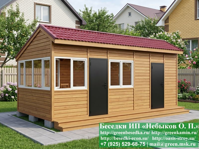 Застекленная Беседка Для Дачи С Хозблоком 3х7