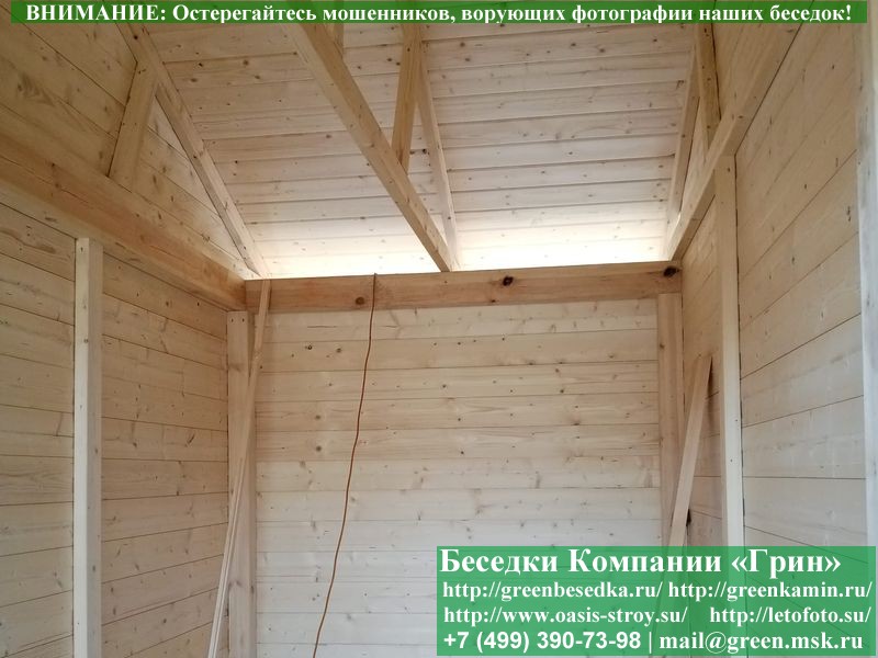 Двухскатаня Деревянная Беседка Для Дачи С Хозблоком 4х6
