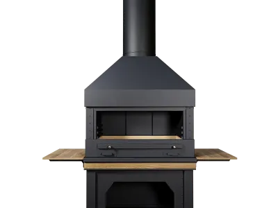 Отдельностоящая печь для барбекю из металла BLACKBURN-1200 с боковыми столиками