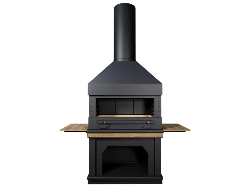 Отдельностоящая печь для барбекю из металла BLACKBURN-1200 с боковыми столиками Отдельностоящая печь для барбекю из металла BLACKBURN-1200 с боковыми столиками