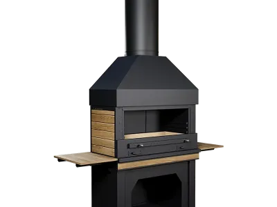 Отдельностоящая печь для барбекю из металла BLACKBURN-1200 с боковыми столиками