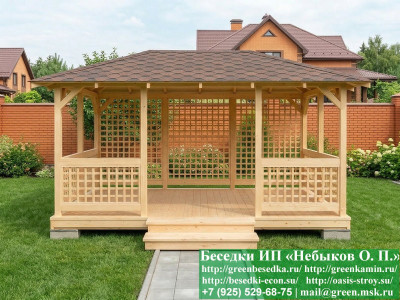 Летняя Деревянная Беседка Для Дачи 3х5. Вариант № 3
