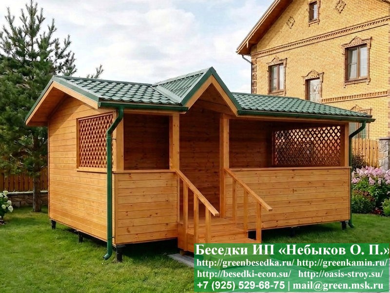 Деревянная Беседка-Веранда Для Дачи С Хозблоком 4х5, 5х6