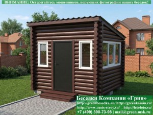 Застекленная Беседка Из Бревна С Пластиковыми Окнами 3х3