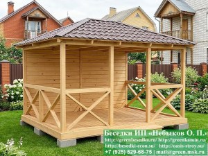 Летняя Деревянная Беседка Для Дачи С Крестами