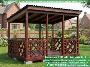 Односкатная Беседка Для Дачи С Косыми Квадратами 3х4