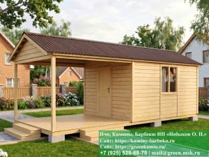 Деревянная Дачная Бытовка С Навесом 3х7