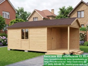 Деревянная Дачная Бытовка С Навесом 3х7