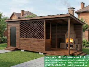 Беседка Для Дачи 'Домик С Хозблоком 3х7'. Вариант № 1