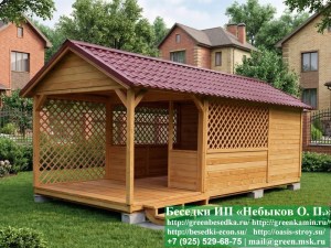 Беседка Для Дачи 'Домик С Хозблоком 3х7'. Вариант № 1