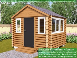 Застекленная Беседка Из Бревна С Пластиковыми Окнами 3х3