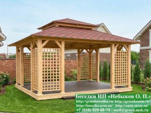 Деревянная Садовая Беседка 'Шатер Для Дачи 4.5х5.5'