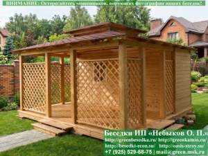 Беседка Для Дачи В Японском, Китайском Стиле С Хозблоком 5х5