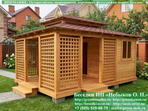 Беседка в японском, китайском стиле с хозблоком для дачи, загородного дома 5х6. Вариант № 1