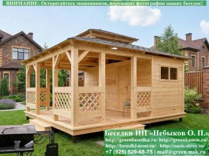 Беседка в японском, китайском стиле с хозблоком для дачи, загородного дома 5х6. Вариант № 1