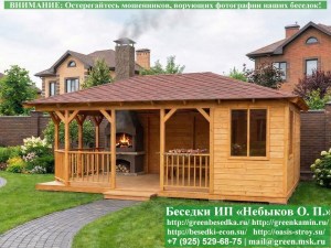 Красивая беседка-веранда с хозблоком для дачи, загородного дома 5х7