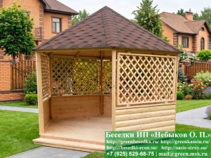 Круглая Деревянная Шестигранная Беседка Для Дачи Ø4