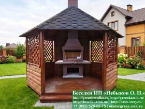 Круглая Деревянная Шестигранная Беседка Для Дачи Ø4