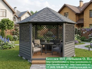 Круглая Деревянная Шестигранная Беседка Для Дачи Ø4