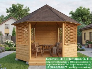 Круглая Деревянная Шестигранная Беседка Для Дачи Ø4