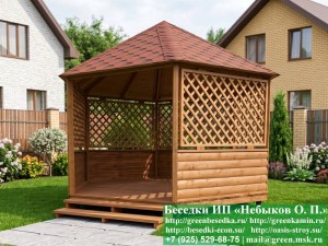 Круглая Деревянная Шестигранная Беседка Для Дачи Ø4