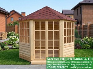 Закрытая застекленная шестигранная беседка диаметром 3 метра