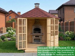 Закрытая застекленная шестигранная беседка диаметром 3 метра