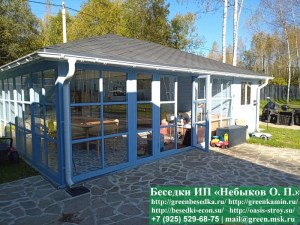 Закрытая Застекленная Беседка С Хозблоком 6х8
