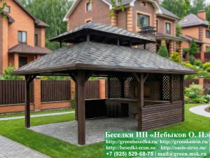 Беседка в японском, китайском стиле 4х5 с с комплексом барбекю