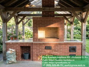 Комплекс барбекю из красного кирпича