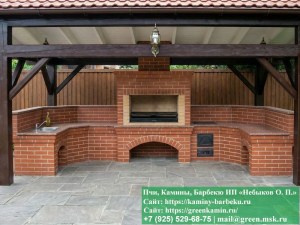 Навес под мангальную зону барбекю. Угловой комплекс барбекю под навесом