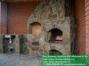 Шестиугольная беседка из кирпича с манлом-барбекю. Диаметр беседки 6 метров